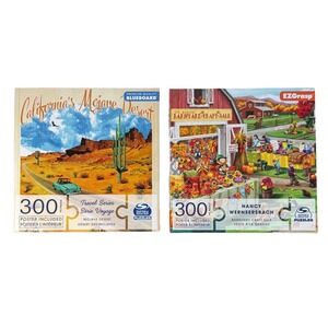 New Spin Master 300 Piece Jigsaw Puzzle Bundle of 2 Mojave Desert Barnyard Craft